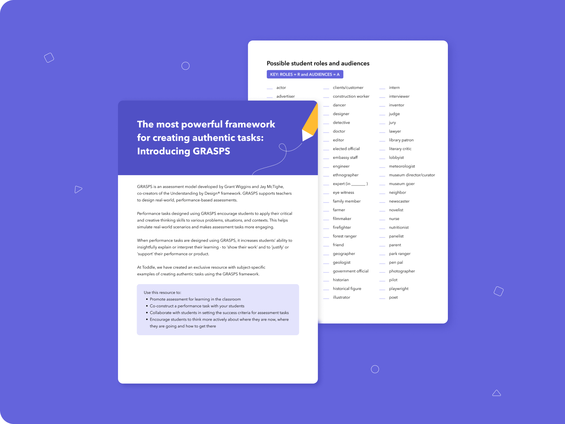 Curriculum card for Toddle Learn resource on Creating Authentic Tasks Using GRASPS